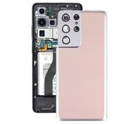 Funda trasera de batería de repuesto compatible con Samsung Galaxy S21 Ultra, cubierta trasera de batería con cubierta de lente de cámara. Oro