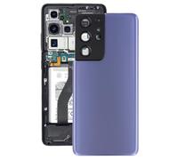 Funda trasera de batería de repuesto compatible con Samsung Galaxy S21 Ultra, cubierta trasera de batería con cubierta de lente de cámara. Morado