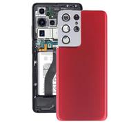 Funda trasera de batería de repuesto compatible con Samsung Galaxy S21 Ultra, cubierta trasera de batería con cubierta de lente de cámara. Rojo