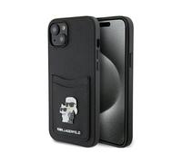 Funda trasera tarjetero Karl Lagerfeld Saffiano, negra - iPhone 15