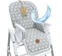 Funda trona universal - cojin para de tronas fundo silla para niños y niñas comer Cojín para silla infantil con revestimiento impermeable y estable certificado Oeko-Tex Estrellas Y Gris