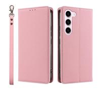 Funda ultrafina para Samsung Galaxy S25 Ultra/S25 Plus/S25, Litchi-cicatrices, funda con ranuras para tarjetas, cartera magnética de piel, rosa, S25 Plus