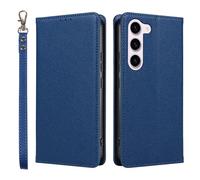 Funda ultrafina para Samsung Galaxy S25 Ultra/S25 Plus/S25, Litchi-cicatrices, funda para teléfono móvil con tarjetero, cartera magnética, azul, S25 Ultra