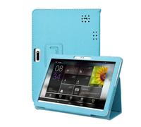 Funda universal de cuero azul para tablet Android de 10,1 pulgadas con soporte tipo folio.
