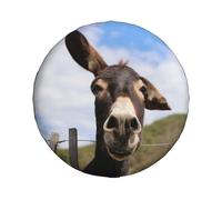 Funda universal de repuesto para rueda de repuesto, muy divertida, con retrato de burro, animal de granja, impermeable, a prueba de polvo, para remolque, caravana, SUV, rueda de coche todoterreno de