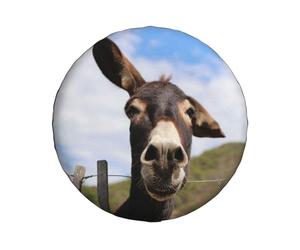 Funda universal de repuesto para rueda de repuesto, muy divertida, con retrato de burro, animal de granja, impermeable, a prueba de polvo, para remolque, caravana, SUV, rueda de coche todoterreno de