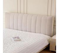Funda universal para cabecero de cama de algodón, suave, elástica, a prueba de polvo, lavable, decorativa, para dormitorio (beige, 220 x 60 cm)