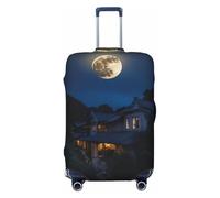 Funda universal para maleta con estampado de luna llena en la noche, protector elástico, lavable, funda de viaje para equipaje, Black, L, Equipaje de mano