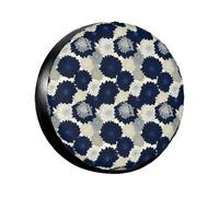 Funda Universal para neumático de Repuesto con Motivos botánicos de Flores de Dalia, Beige, Azul, Resistente a la Intemperie, al Sol, al Polvo, para camión, Viaje, Remolque, vehículo, 40,6 cm