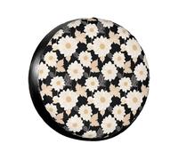 Funda universal para neumáticos de repuesto con motivos botánicos de flores de dalia, color negro y beige, resistente a la intemperie, al sol, a prueba de polvo, para camión, viaje, remolque, vehículo