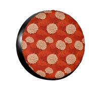 Funda Universal para neumáticos de Repuesto con Motivos botánicos de Flores de Dalia, Color Rojo óxido, Beige, Resistente a la Intemperie, al Sol, a Prueba de Polvo, para camión, Viaje, Remolque
