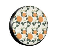 Funda Universal para neumáticos de Repuesto con Motivos botánicos de Flores de Dalia, Verde Oliva, Crema, Resistente a la Intemperie, al Sol, al Polvo, para camión, Viaje, Remolque, vehículo, 40,6 cm