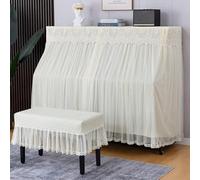 Funda universal para piano vertical, tela suave y brillante de primera calidad, impermeable y gruesa, ideal para el hogar, estudios y conciertos.-Beige 1||Plan+Double Stool 78 * 38cm