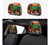 Funda universal para reposacabezas de coche, diseño de mapa del mundo, 2 piezas, transpirable, elástico, para SUV, camiones, furgonetas y coches