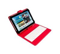 SILVERHT - Funda Universal con Teclado USB C para Tablet de 9" a 11", Color Rojo y Blanco. Teclado QWERTY en Español. Incluye la Letra Ñ.