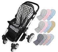 Funda Verano Silla de Paseo Bebé - Algodón - Colchoneta Fresquita Universal Carro - Marca Vizaro (Negro Cuadros Vichy - Algodón Premium 100%)