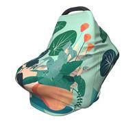 Funda versátil para silla de cochecito de bebé con diseño de plantas verdes de dibujos animados para interiores, especialmente diseñada para tu bebé