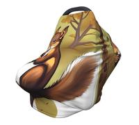 Funda versátil para silla de paseo con estampado completo de ardilla que come nueces, especialmente diseñada para tu bebé