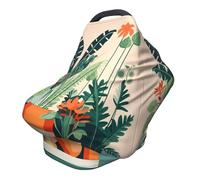 Funda versátil para silla de paseo con estampado completo de dibujos animados de plantas verdes, especialmente diseñada para tu bebé