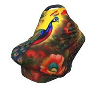 Funda versátil para silla de paseo con estampado completo de flores de pavo real, especialmente diseñada para tu bebé