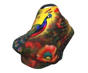 Funda versátil para silla de paseo con estampado completo de flores de pavo real, especialmente diseñada para tu bebé
