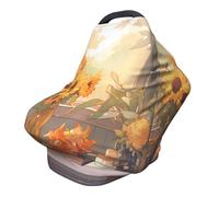 Funda versátil para silla de paseo con estampado completo de girasoles bajo el alféizar de la ventana, especialmente diseñada para tu bebé