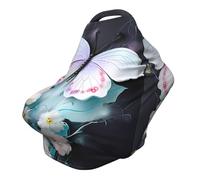 Funda versátil para silla de paseo con estampado completo de mariposas blancas, especialmente diseñada para tu bebé