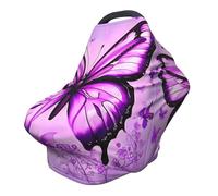 Funda versátil para silla de paseo con estampado completo de mariposas moradas, especialmente diseñada para tu bebé
