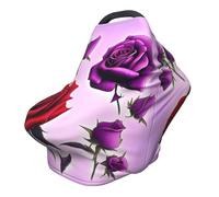 Funda versátil para silla de paseo con estampado completo de rosas rojas y moradas, especialmente diseñada para tu bebé