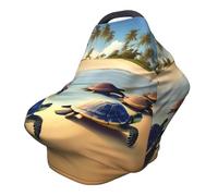 Funda versátil para silla de paseo con estampado completo de tortugas en la playa, especialmente diseñada para tu bebé
