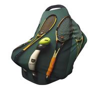 Funda versátil para silla de paseo con estampado completo y diseño de pelotas de tenis y raquetas, especialmente diseñada para tu bebé