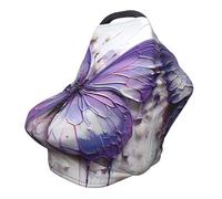 Funda versátil para silla de paseo con estampado de mariposas al óleo morada, especialmente diseñada para tu bebé