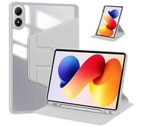 Funda Vertical de Cuero giratoria 360 Adecuada for Xiaomi Redmi Pad 2 Pro 12,1 Pulgadas 2025 Parte Trasera de acrílico Transparente Duro con Soporte for bolígrafo(Gray)