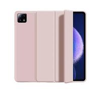 Funda Vertical de Cuero PU Triple Plegable Adecuada for Xiaomi Pad 8/Pad 8 Pro 11,2 Pulgadas 2025 Funda Trasera de Silicona Suave Funda Inteligente(Pink,For Xiaomi Pad 8)