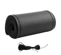 Funda Volante Coche Cosida, Cubierta Volante de Cuero de Vacuno Encaje en la Cubierta del Volante para Volante de 37 a 38 cm Automóvil Funda Volante Coche Antideslizante y Suave (Longitud 53 cm)