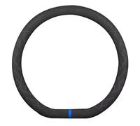 Funda Volante Coche de Ante para Porsche Macan GTS 2024-2026, Protector Antideslizante y Transpirable con Marcador Central de Color, Accesorios Interior, Ajuste 37-38 cm, Blue- D Type