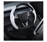 Funda Volante Coche De con Textura De Fibra Carbono para Tesla para Model 3 Y Highland Juniper 2025 Terciopelo Ante Funda Volante de Coche(Blanco)