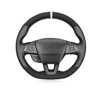 Funda Volante Coche Funda de Volante de Ante Negro de Cuero Genuino para Focus (RS | ST | ST-Line) 2015-2018 Kuga Ecosport(Light Blue Thread)