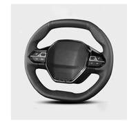 Funda Volante Coche Funda De Volante De Coche De Cuero Artificial Cosida A Mano para Peugeot E-208, 508, 208, 3008, 4008, 5008 (2016-2019) Cubrevolante(White Thread)
