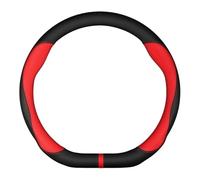 Funda Volante Coche Funda De Volante De Coche para Seat para FR para Tarraco para Arona para Ateca para Ibiza para Toledo ST 38cm Ante Piel De Vaca Tipo D Cubrevolante(Type D Red)