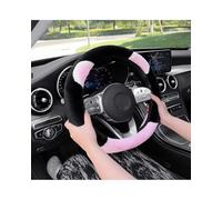 Funda Volante Coche Funda De Volante Felpa Invierno Para Mujer Cálida Calefactable Para Todas Las Estaciones Cubre Volante(Pink Black - Round)