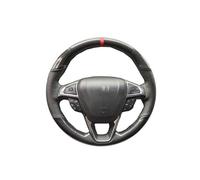 Funda Volante Coche Funda Para Volante Coche Fibra Carbono Negra Cosida A Mano Para Ford Fusion Mondeo 2013-2014 Para EDGE 2015-2016 Cubre Volante(Light Blue Thread)