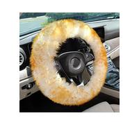 Funda Volante Coche Funda Para Volante Coche Lana Felpa Larga Acogedora Para Invierno Suave Gruesa Cálida Cómoda Con Anillo Interior Antideslizante Cubre Volante(Yellow White)