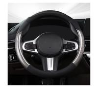 Funda Volante Coche Funda Volante Cuero Resistente Al Desgaste con Fibra Carbono Manija Empalmada Cómoda Y Transpirable Todas Las Estaciones(Plata)