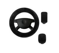 Funda Volante Coche Funda Volante Peluda Esponjosa Con Decoración Piel Arcoíris Para Freno Mano Palanca Cambios Cubre Volante(Black)