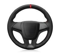 Funda Volante Coche para Chevrolet para Cruze 2009-2014 Aveo 2011-2014 Orlando 2010 Protector para Volante Coche Cosido A Mano Cuero Artificial Negro Suave(Red Blue Thread)