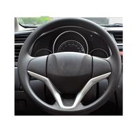 Funda Volante Coche para Fit para City para Jazz 2014 2015 para HRV 2016 Negro Cosido A Mano Protector para Volante Coche(Blue Red Thread)
