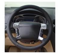 Funda Volante Coche Para Ford Para Mondeo Para Mk4 2007-2012 S-Max 2008 Protector Para Volante Coche Negro Cosido Mano Cuero Microfibra Accesorios Interiores Automóvil Cubierta para Volante(Black Thre