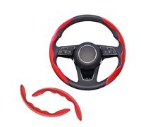 Funda Volante Coche para Kia Rio (DC JB UB YB 2000-2025 2026),Kit 2 Piezas Fibra De Carbono,Protector Antideslizante Lateral,Accesorios Tuning Deportivos,Red