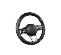 Funda Volante Coche para Santana 2016 2017 2018 2019 2020 2021,Transpirable Suave Antideslizante Protector Cubierta Volante Coche Accesorios,Round Black Red-Medium
